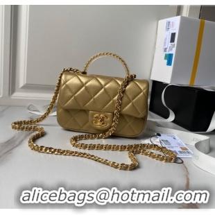 New Style Chanel Mini Flap Bag with Top Handle AS4847 Gold 2024