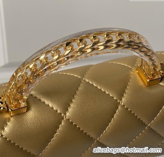 New Style Chanel Mini Flap Bag with Top Handle AS4847 Gold 2024