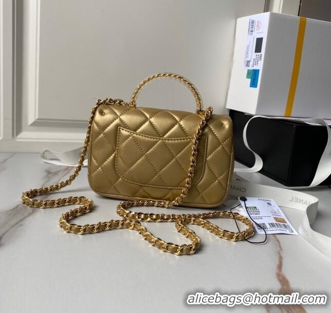 New Style Chanel Mini Flap Bag with Top Handle AS4847 Gold 2024