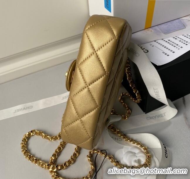 New Style Chanel Mini Flap Bag with Top Handle AS4847 Gold 2024