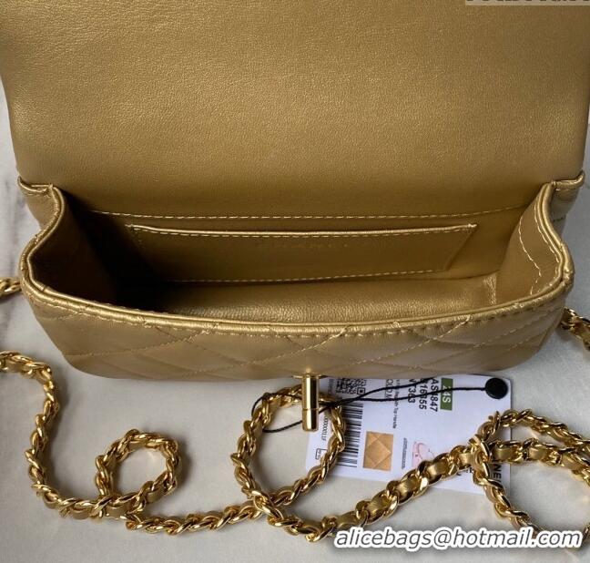 New Style Chanel Mini Flap Bag with Top Handle AS4847 Gold 2024