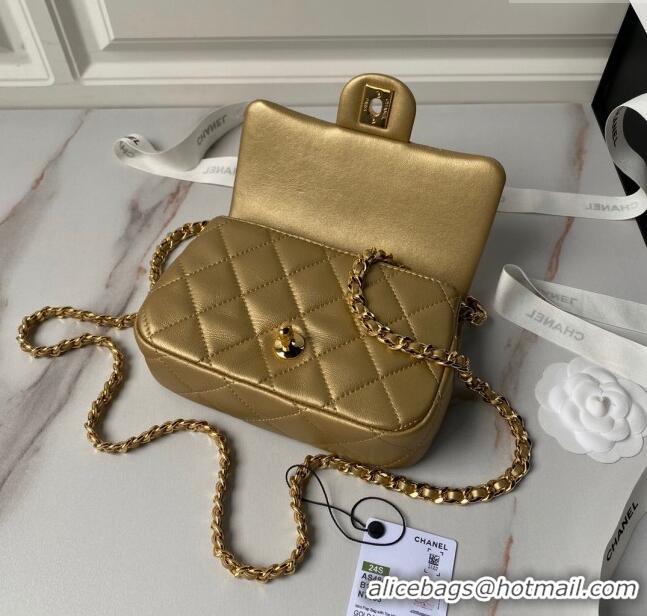 New Style Chanel Mini Flap Bag with Top Handle AS4847 Gold 2024