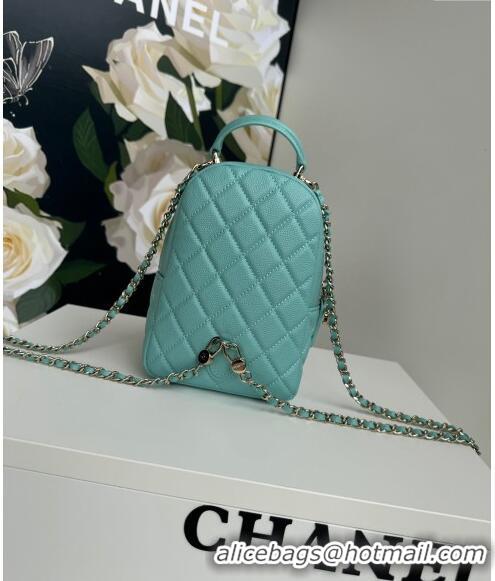 Grade Design Chanel Grained Calfskin Mini Backpack Bag with Chain AP3573 Green 2024