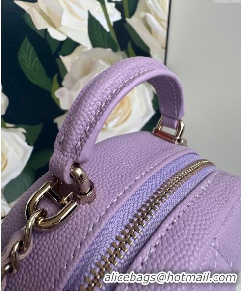 Promotional Chanel Grained Calfskin Mini Backpack Bag with Chain AP3573 Purple 2024