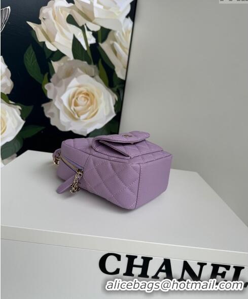 Promotional Chanel Grained Calfskin Mini Backpack Bag with Chain AP3573 Purple 2024