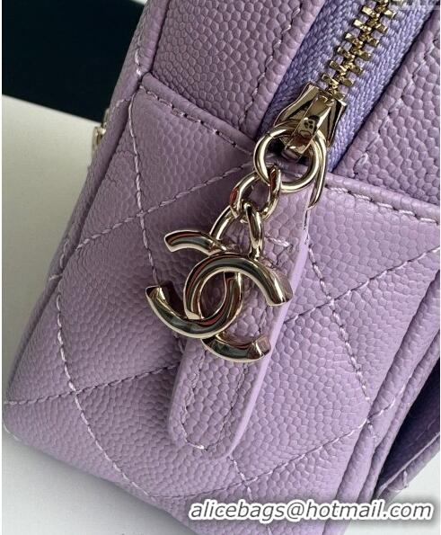 Promotional Chanel Grained Calfskin Mini Backpack Bag with Chain AP3573 Purple 2024