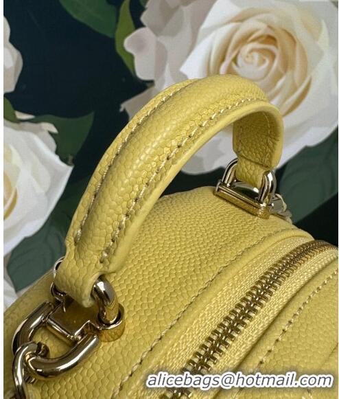 Top Quality Chanel Grained Calfskin Mini Backpack Bag with Chain AP3573 Yellow 2024