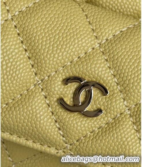 Top Quality Chanel Grained Calfskin Mini Backpack Bag with Chain AP3573 Yellow 2024