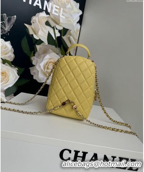 Top Quality Chanel Grained Calfskin Mini Backpack Bag with Chain AP3573 Yellow 2024