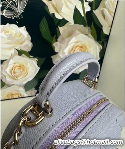 Buy Cheap Chanel Grained Calfskin Mini Backpack Bag with Chain AP3573 Light Purple 2024