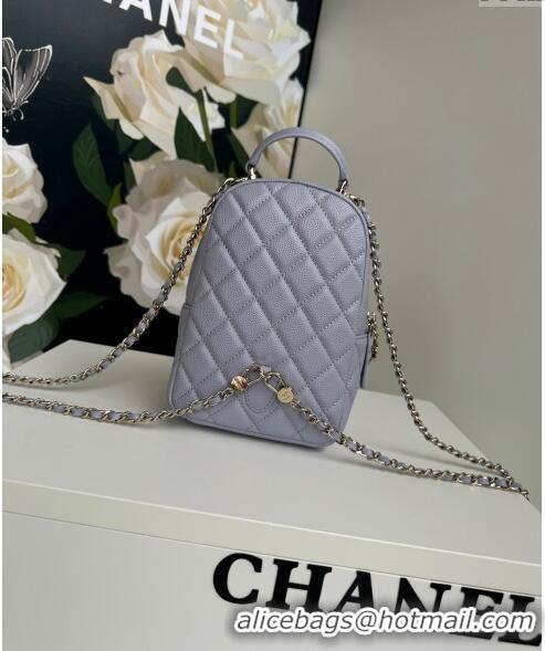 Buy Cheap Chanel Grained Calfskin Mini Backpack Bag with Chain AP3573 Light Purple 2024