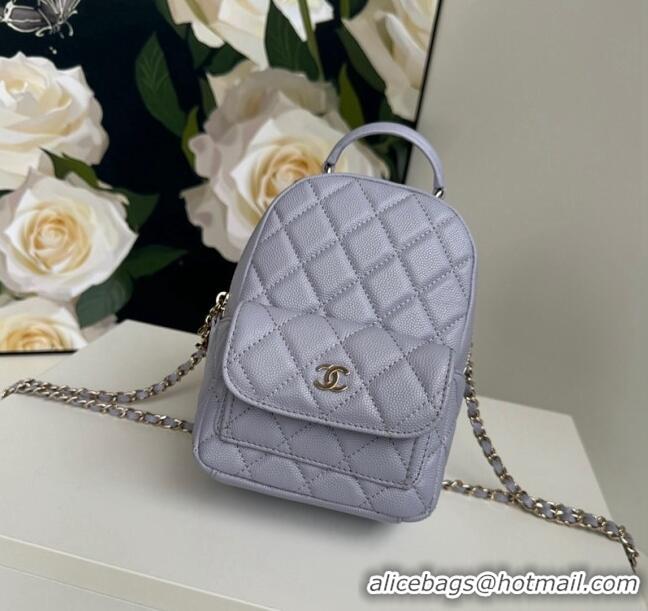 Buy Cheap Chanel Grained Calfskin Mini Backpack Bag with Chain AP3573 Light Purple 2024