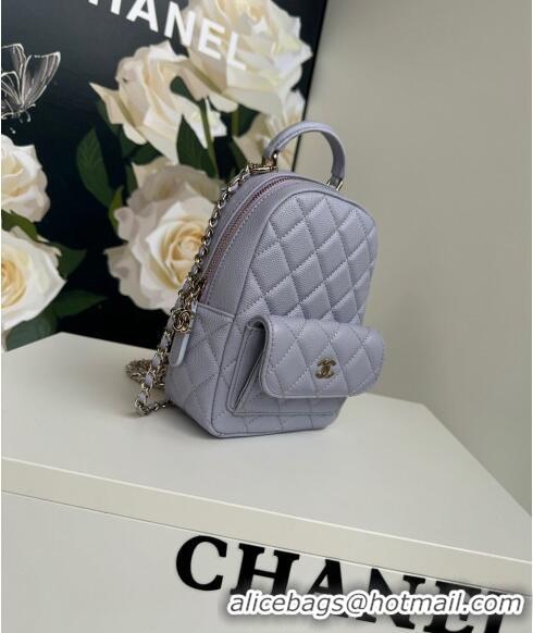 Buy Cheap Chanel Grained Calfskin Mini Backpack Bag with Chain AP3573 Light Purple 2024