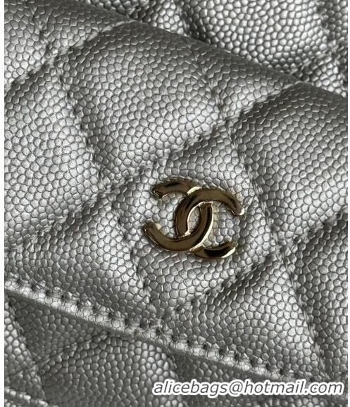 New Design Chanel Grained Calfskin Mini Backpack Bag with Chain AP3573 Silver 2024