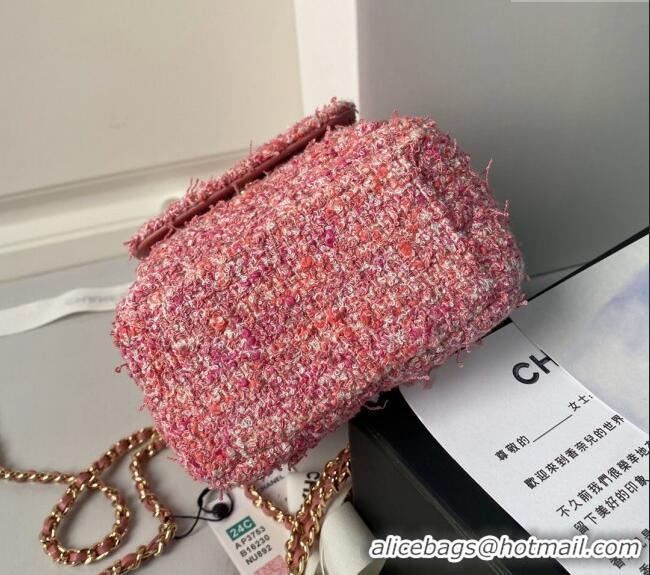 Top Grade Chanel Tweed Mini Backpack Bag with Chain AP3573 Pink 2024