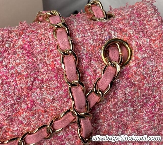 Famous Brand Chanel Classic Tweed Medium Flap Bag A01112 Pink 2024