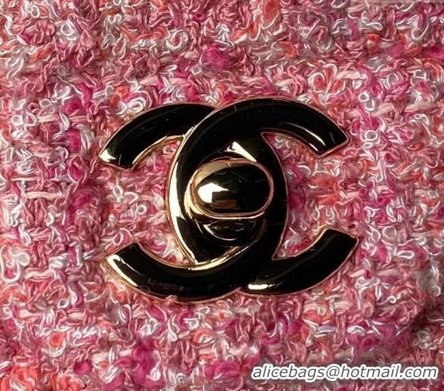 Famous Brand Chanel Classic Tweed Medium Flap Bag A01112 Pink 2024