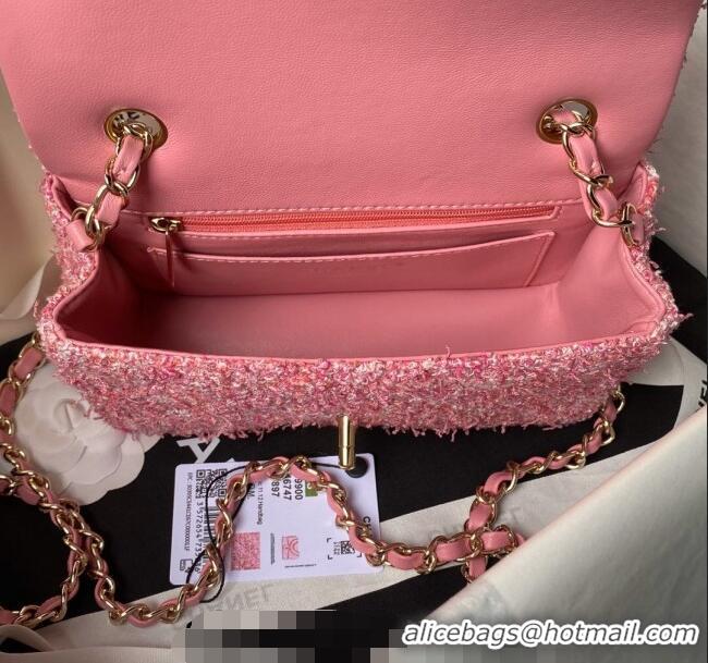 Super Quality Chanel Classic Tweed Mini Flap Bag A69900 Pink 2024