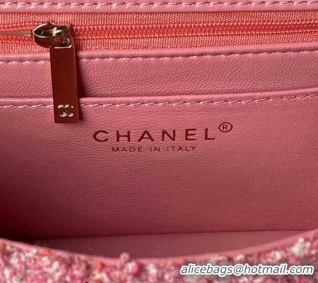 Super Quality Chanel Classic Tweed Mini Flap Bag A69900 Pink 2024