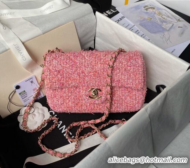 Super Quality Chanel Classic Tweed Mini Flap Bag A69900 Pink 2024