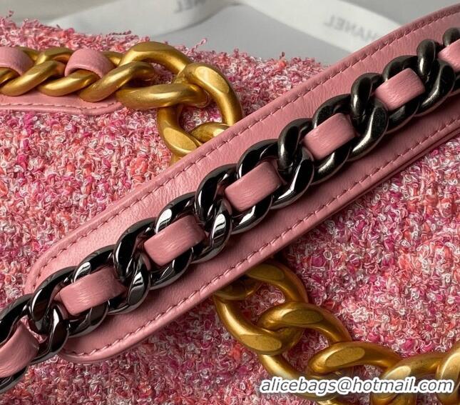 Famous Brand Chanel 19 Bag Tweed Large Flap Bag AS1161 Pink 2024