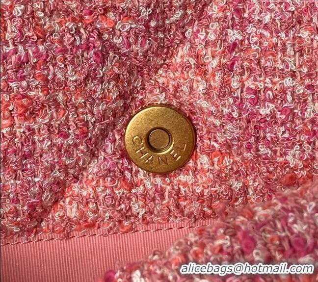 Famous Brand Chanel 19 Bag Tweed Large Flap Bag AS1161 Pink 2024