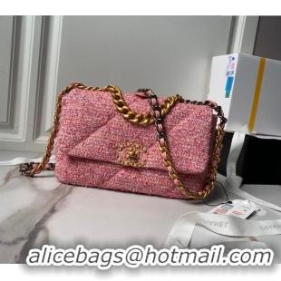 Buy Discount Chanel 19 Bag Tweed Small Flap Bag AS1160 Pink 2024