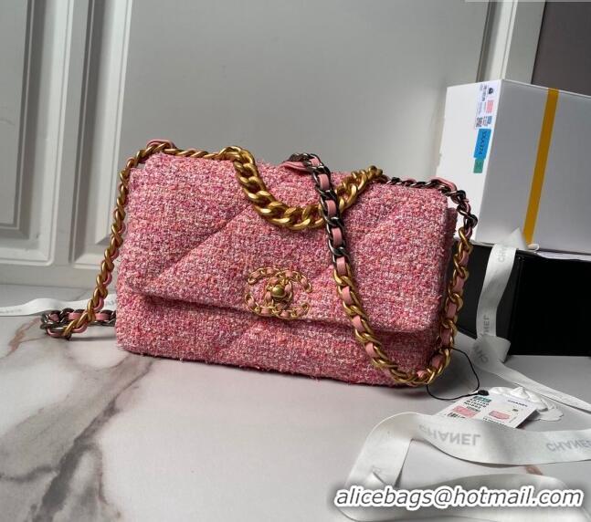 Buy Discount Chanel 19 Bag Tweed Small Flap Bag AS1160 Pink 2024