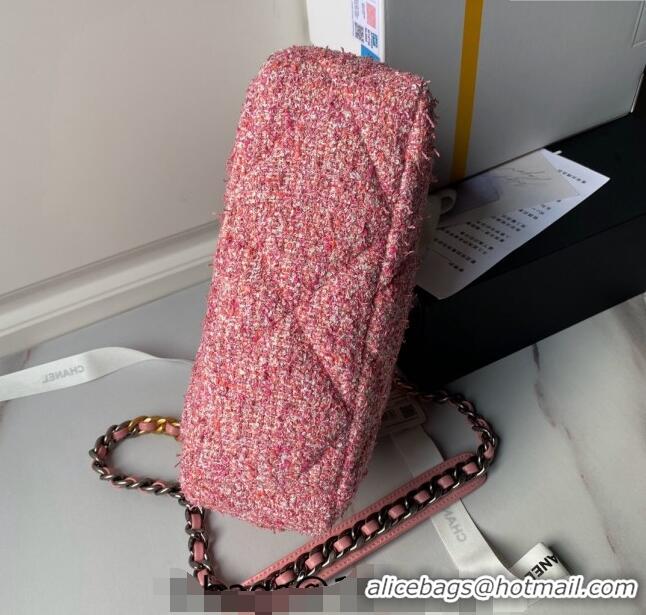 Buy Discount Chanel 19 Bag Tweed Small Flap Bag AS1160 Pink 2024