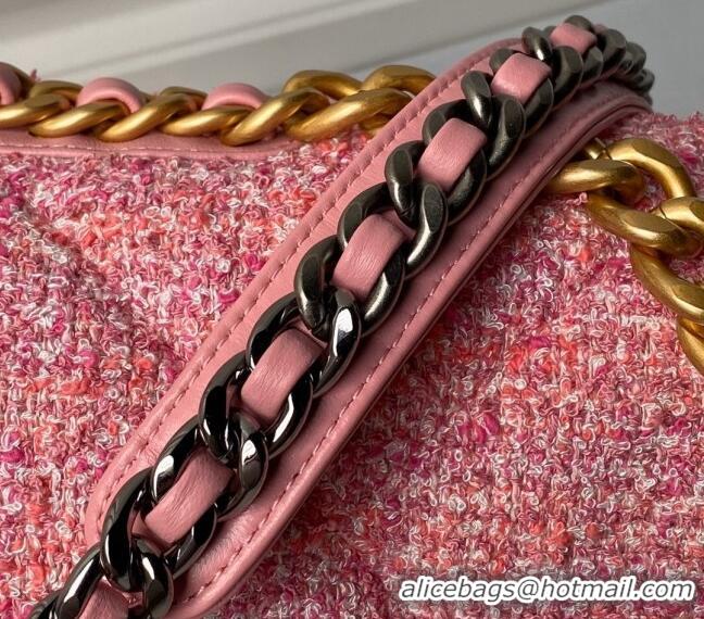 Buy Discount Chanel 19 Bag Tweed Small Flap Bag AS1160 Pink 2024