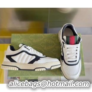 Popular Style Gucci Re-Web Sneakers in Patchwork Leather White/Black 605147