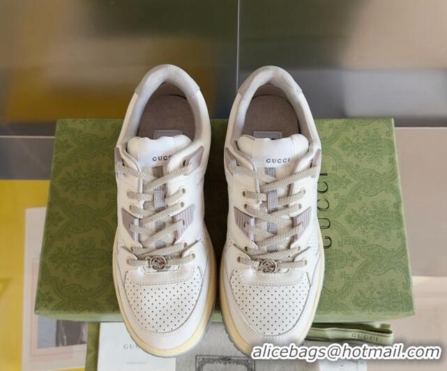 Grade Quality Gucci Re-Web Low top Sneakers in Calf Leather White 605154