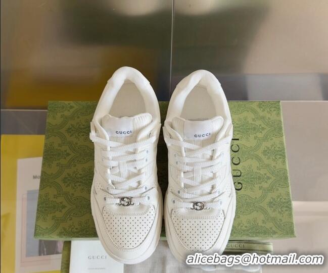 Good Looking Gucci Re-Web Sneakers in Calf Leather White 605157