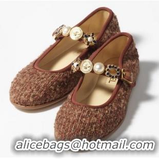 Buy Cheap Chanel Tweed Mary Janes Round Toe CH0256 Brown