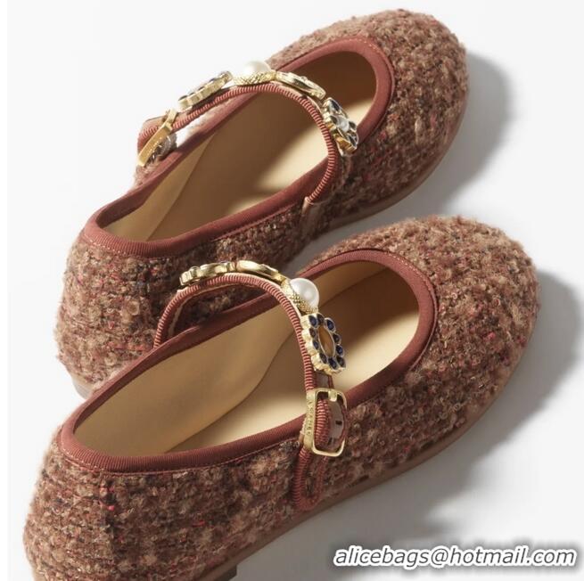 Buy Cheap Chanel Tweed Mary Janes Round Toe CH0256 Brown