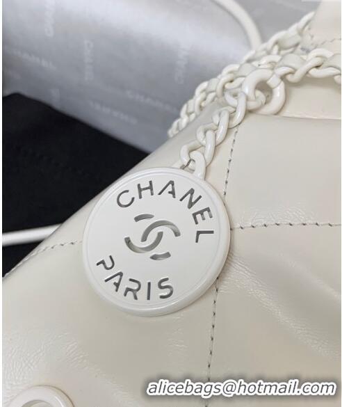 Grade Design Chanel 22 Shiny Calfskin & Lacquered Metal Mini Shopping Bag AS3980 All White 2024