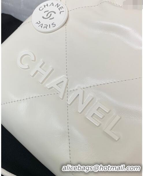 Grade Design Chanel 22 Shiny Calfskin & Lacquered Metal Mini Shopping Bag AS3980 All White 2024