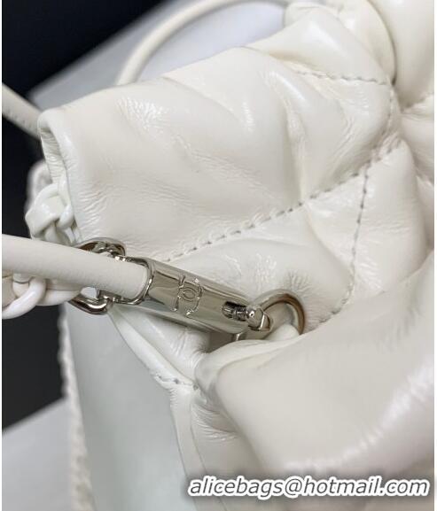 Grade Design Chanel 22 Shiny Calfskin & Lacquered Metal Mini Shopping Bag AS3980 All White 2024