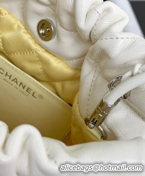 Inexpensive Chanel 22 Patent Gradient Calfskin & Lacquered Metal Mini Shopping Bag AS3980 White/Yellow 2024