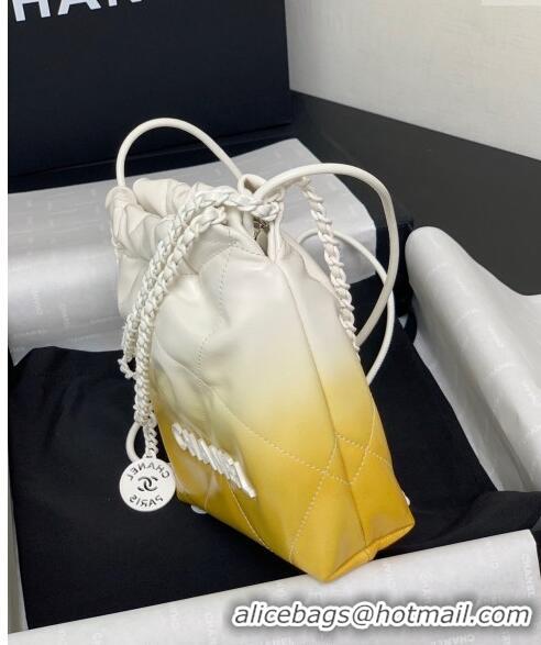 Inexpensive Chanel 22 Patent Gradient Calfskin & Lacquered Metal Mini Shopping Bag AS3980 White/Yellow 2024