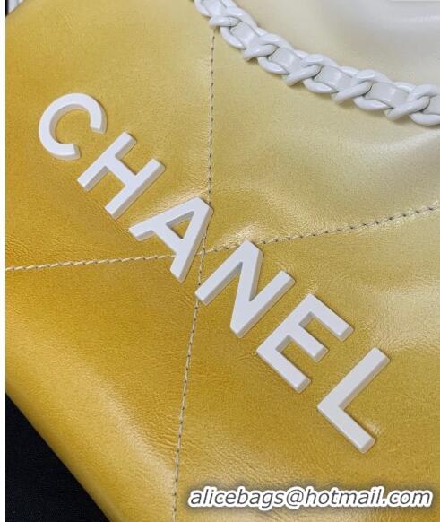 Inexpensive Chanel 22 Patent Gradient Calfskin & Lacquered Metal Mini Shopping Bag AS3980 White/Yellow 2024