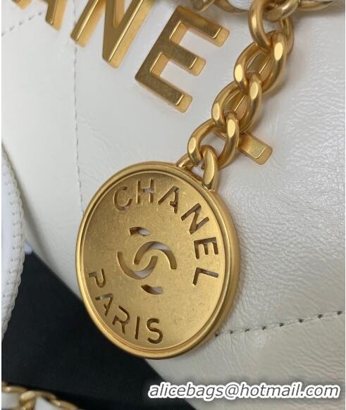 Promotional Chanel 22 Shiny Calfskin Mini Shopping Bag AS3980 White/Gold 2024