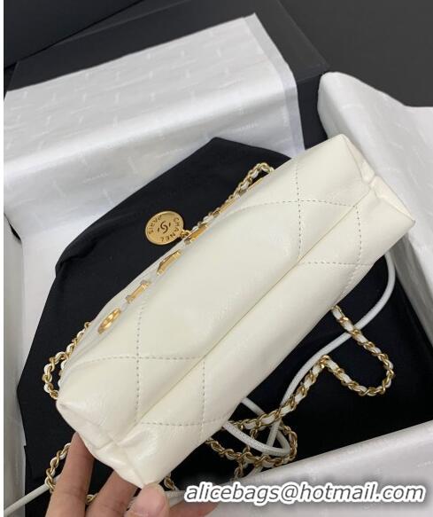 Promotional Chanel 22 Shiny Calfskin Mini Shopping Bag AS3980 White/Gold 2024