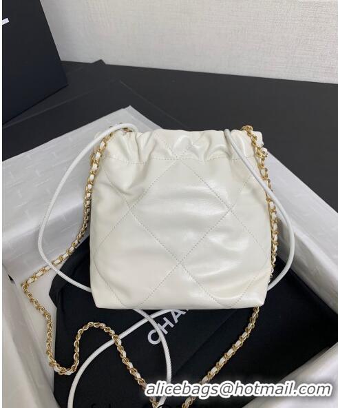 Promotional Chanel 22 Shiny Calfskin Mini Shopping Bag AS3980 White/Gold 2024