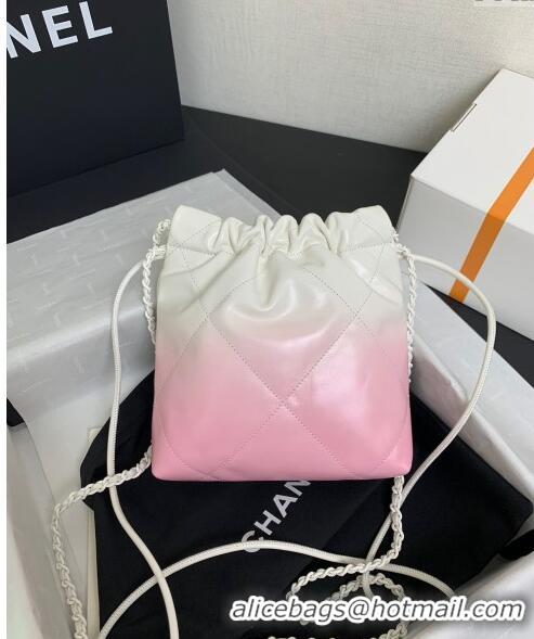 Grade Quality Chanel 22 Patent Gradient Calfskin & Lacquered Metal Mini Shopping Bag AS3980 White/Light Pink 2024