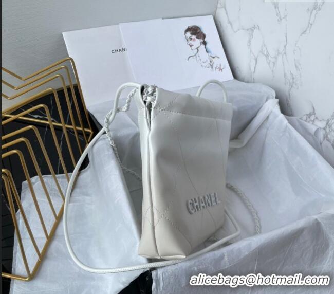 Super Quality Chanel 22 Patent Gradient Calfskin & Lacquered Metal Mini Shopping Bag AS3980 White/Light Grey 2024