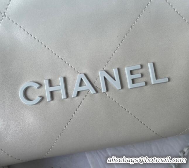 Super Quality Chanel 22 Patent Gradient Calfskin & Lacquered Metal Mini Shopping Bag AS3980 White/Light Grey 2024