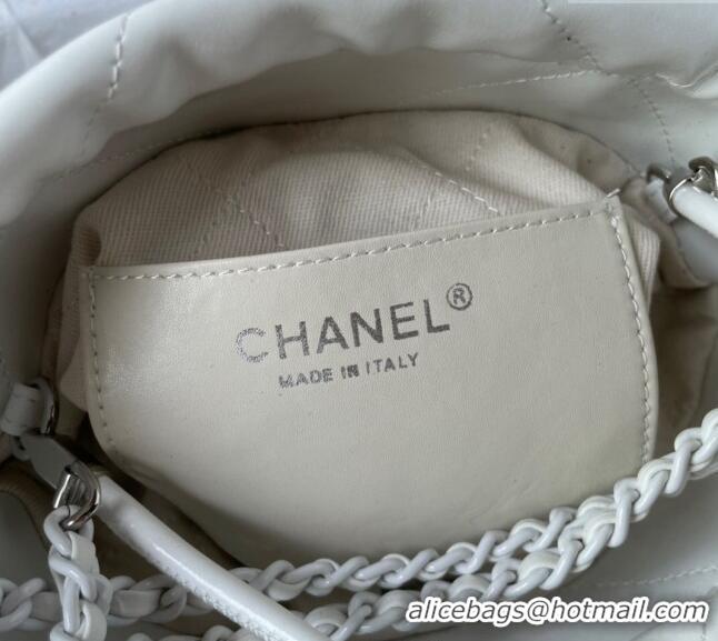 Super Quality Chanel 22 Patent Gradient Calfskin & Lacquered Metal Mini Shopping Bag AS3980 White/Light Grey 2024