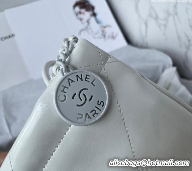 Super Quality Chanel 22 Patent Gradient Calfskin & Lacquered Metal Mini Shopping Bag AS3980 White/Light Grey 2024