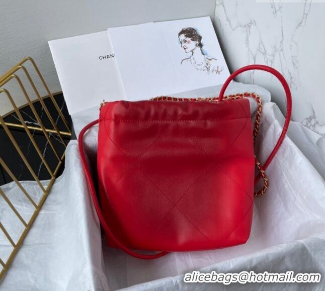 Most Popular Chanel 22 Shiny Calfskin Mini Shopping Bag AS3980 Red 2024